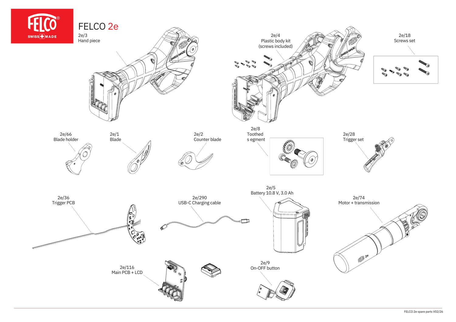 Spare parts for FELCO 2e