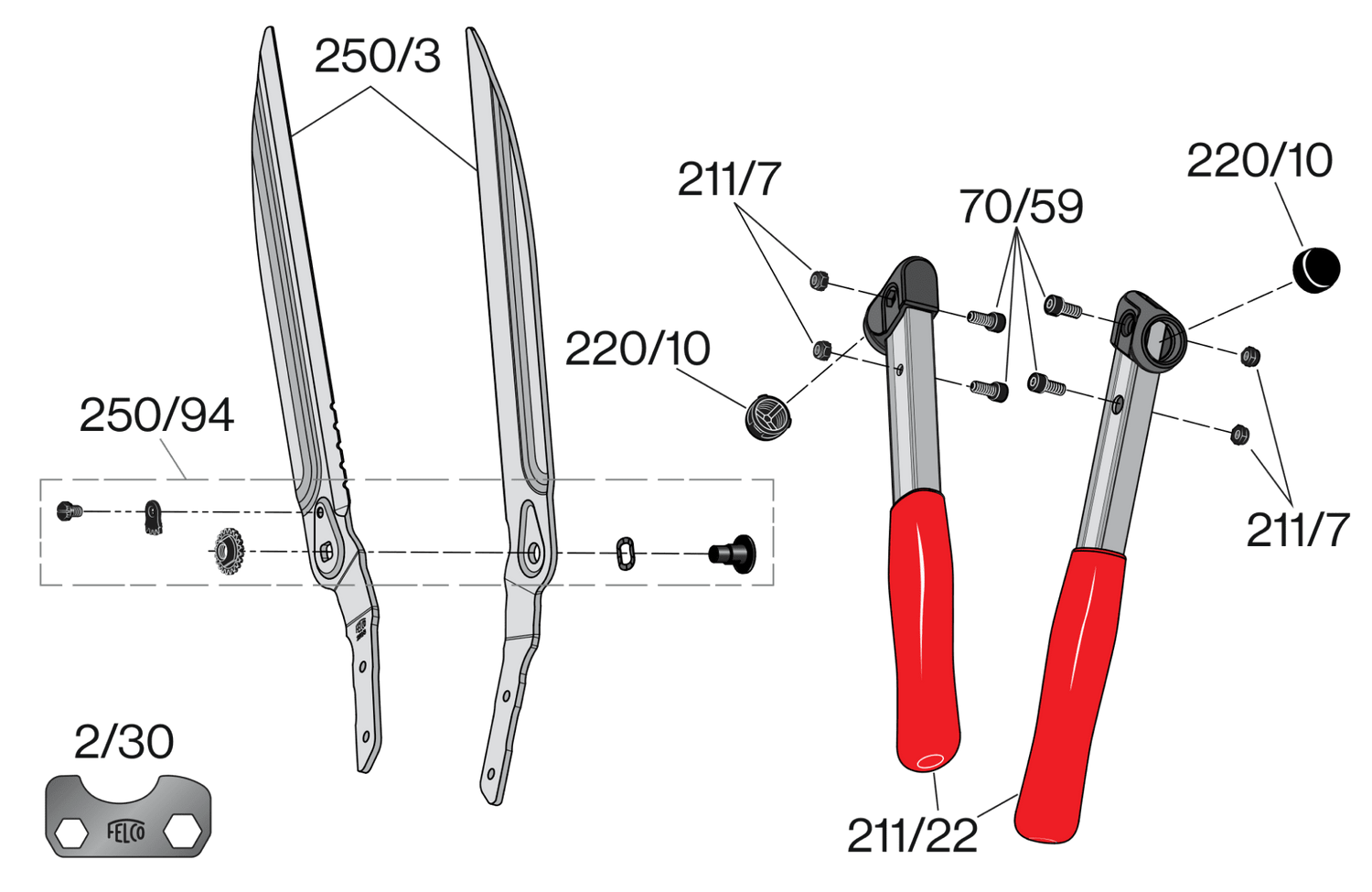 Spare parts for Felco 250-57